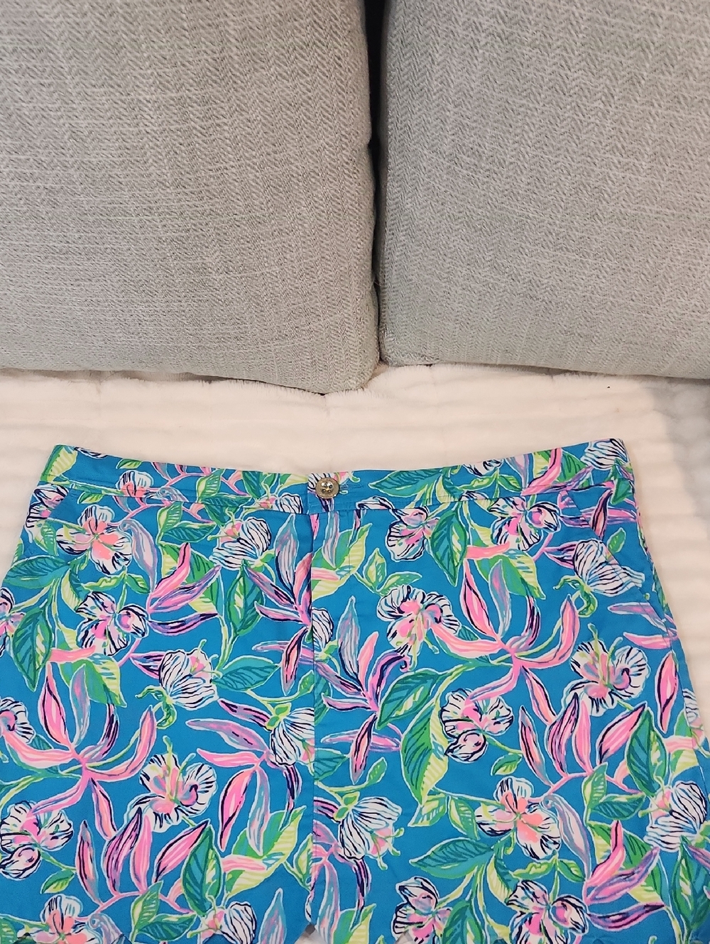 Lilly Pulitzer Turquoise Floral Print Bermuda Shorts